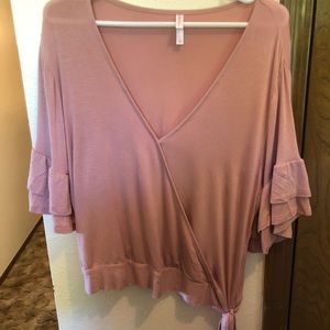 Xhilaration pink cross-body tie crop top. Size L